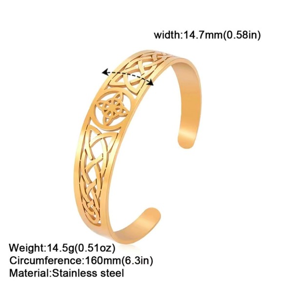 Women's Witch Knot Bracelet Stainless Steel Adjustable Open Cuff Bracelet Celtic - Picture 4 of 6